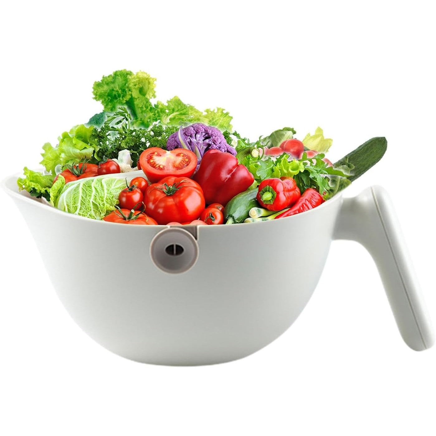 Bol cu Doua Straturi, Flippy, pentru Fructe, Legume, cu Cos de Scurgere a Apei, 2L, din ABS+PP, 29.9 x 22.5 x 11.8 cm,