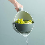 Bol cu Doua Straturi, Flippy, pentru Fructe, Legume, cu Cos de Scurgere a Apei, 2L, din ABS+PP, 29.9 x 22.5 x 11.8 cm,