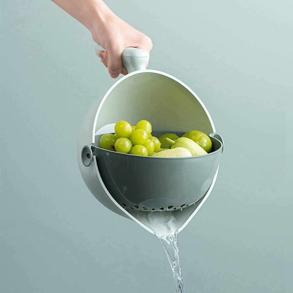Bol cu Doua Straturi, Flippy, pentru Fructe, Legume, cu Cos de Scurgere a Apei, 2L, din ABS+PP, 29.9 x 22.5 x 11.8 cm,