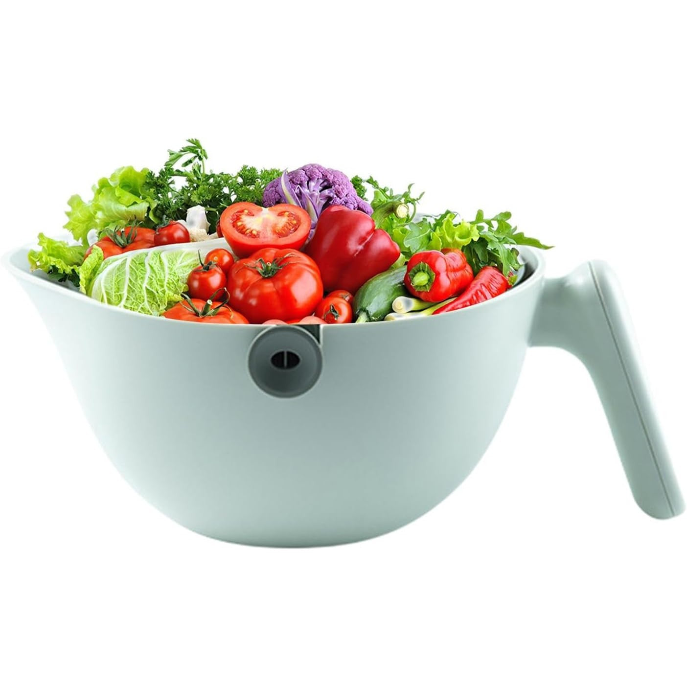 Bol cu Doua Straturi, Flippy, pentru Fructe, Legume, cu Cos de Scurgere a Apei, 2L, din ABS+PP, 29.9 x 22.5 x 11.8 cm,
