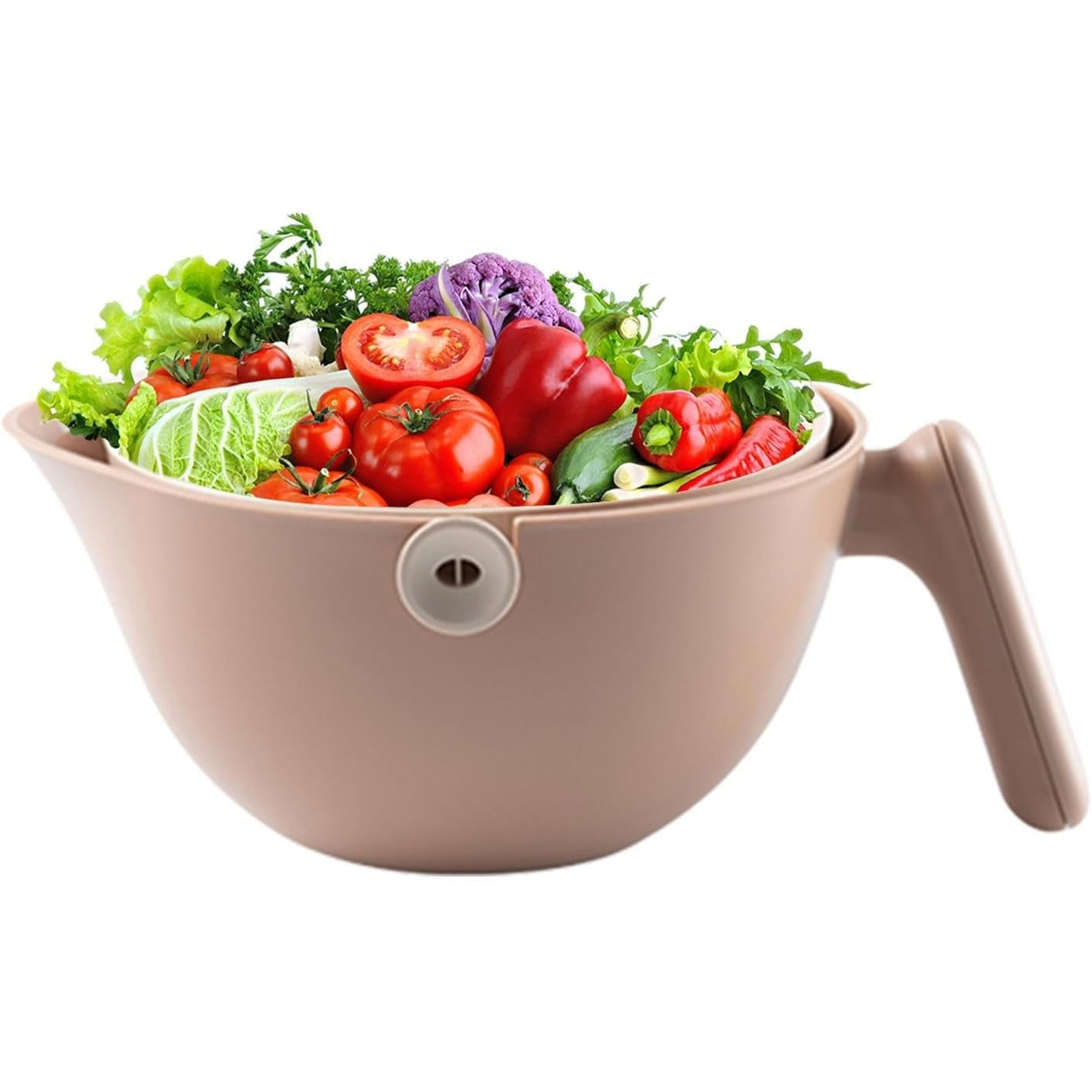 Bol cu Doua Straturi, Flippy, pentru Fructe, Legume, cu Cos de Scurgere a Apei, 2L, din ABS+PP, 29.9 x 22.5 x 11.8 cm,