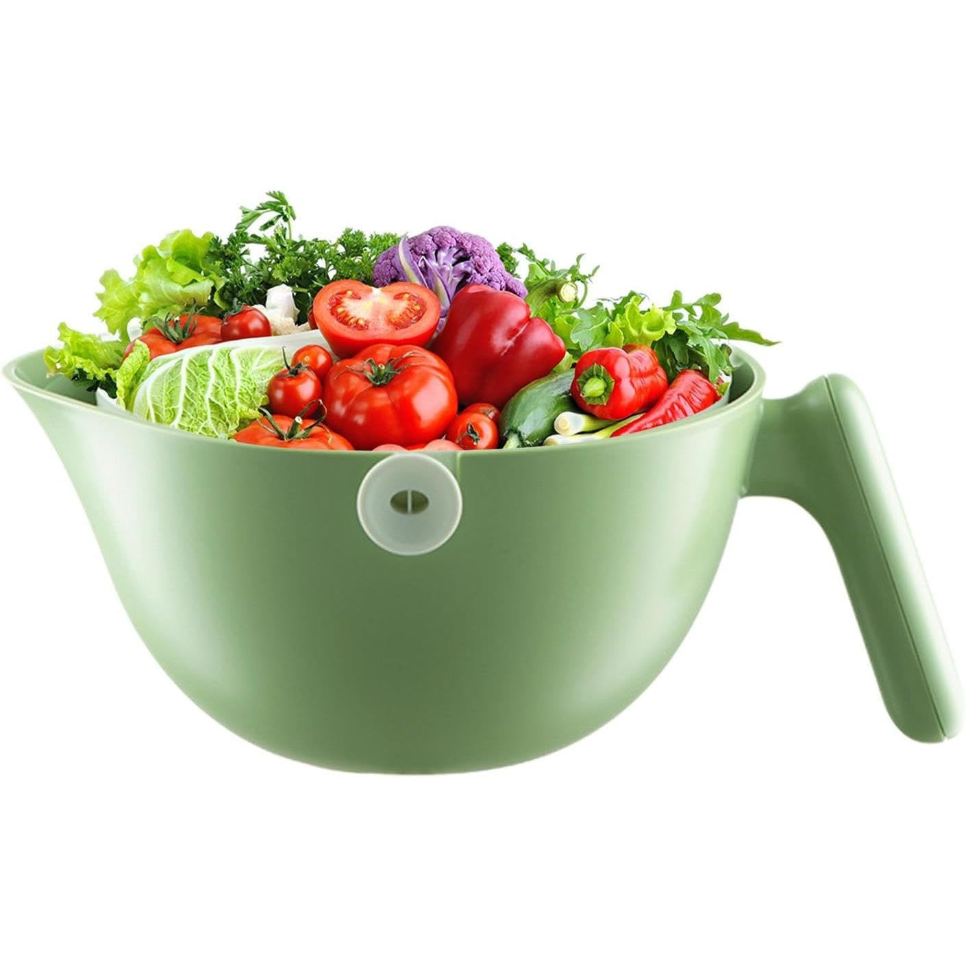 Bol cu Doua Straturi, Flippy, pentru Fructe, Legume, cu Cos de Scurgere a Apei, 2L, din ABS+PP, 29.9 x 22.5 x 11.8 cm,