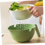 Bol cu Doua Straturi, Flippy, pentru Fructe, Legume, cu Cos de Scurgere a Apei, 2L, din ABS+PP, 29.9 x 22.5 x 11.8 cm,