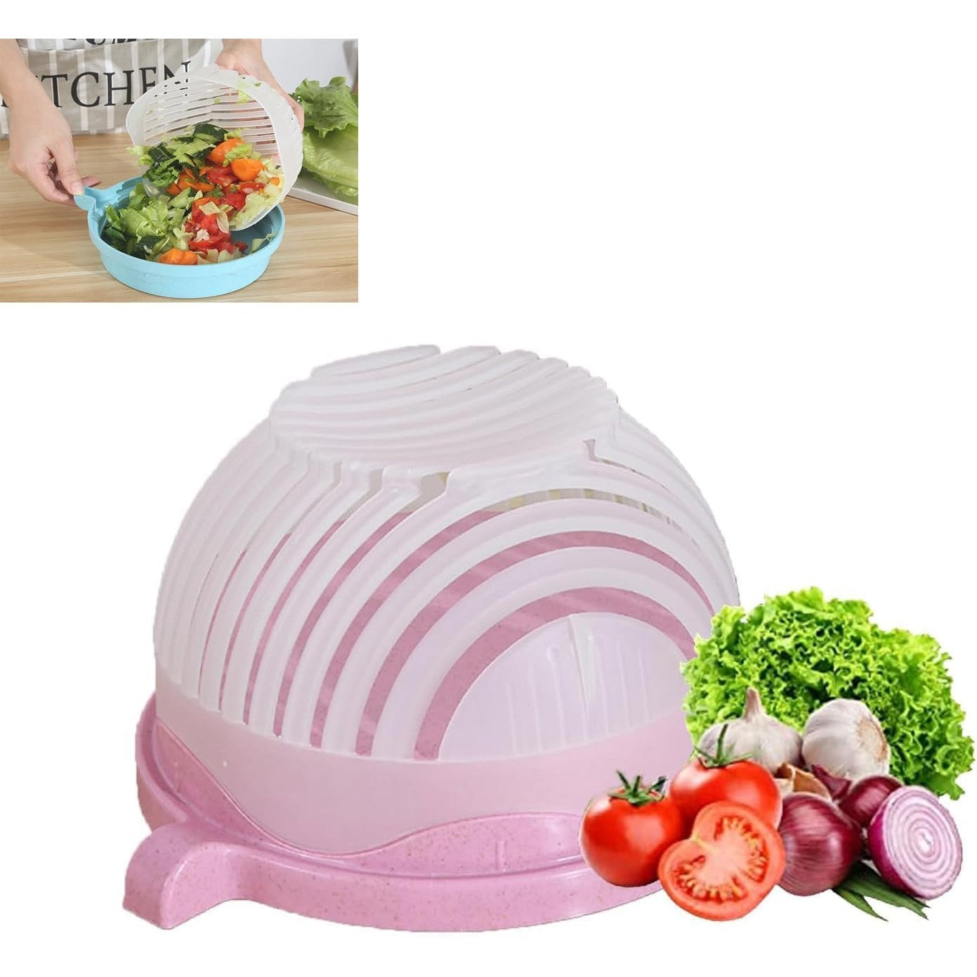 Bol Feliator pentru Salata, Flippy, Castron Multifunctional pentru Legume si Fructe, pentru Spalat si Taiat Legumele,