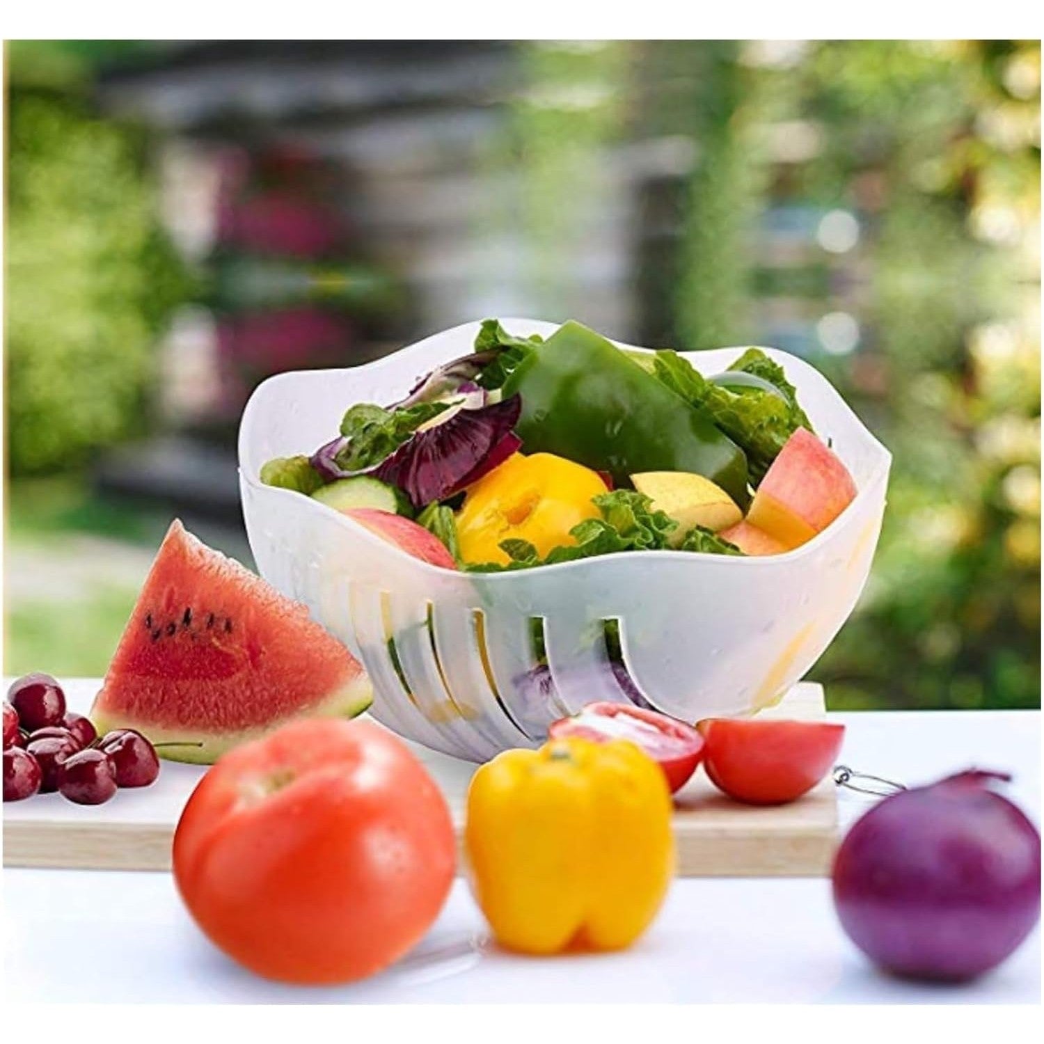 Bol Feliator pentru Salata, Flippy, Castron Multifunctional pentru Legume si Fructe, pentru Spalat si Taiat Legumele,