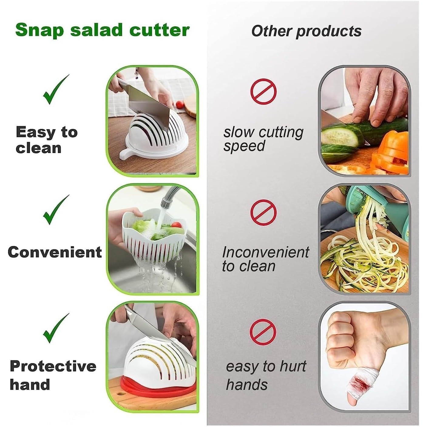 Bol Feliator pentru Salata, Flippy, Castron Multifunctional pentru Legume si Fructe, pentru Spalat si Taiat Legumele,