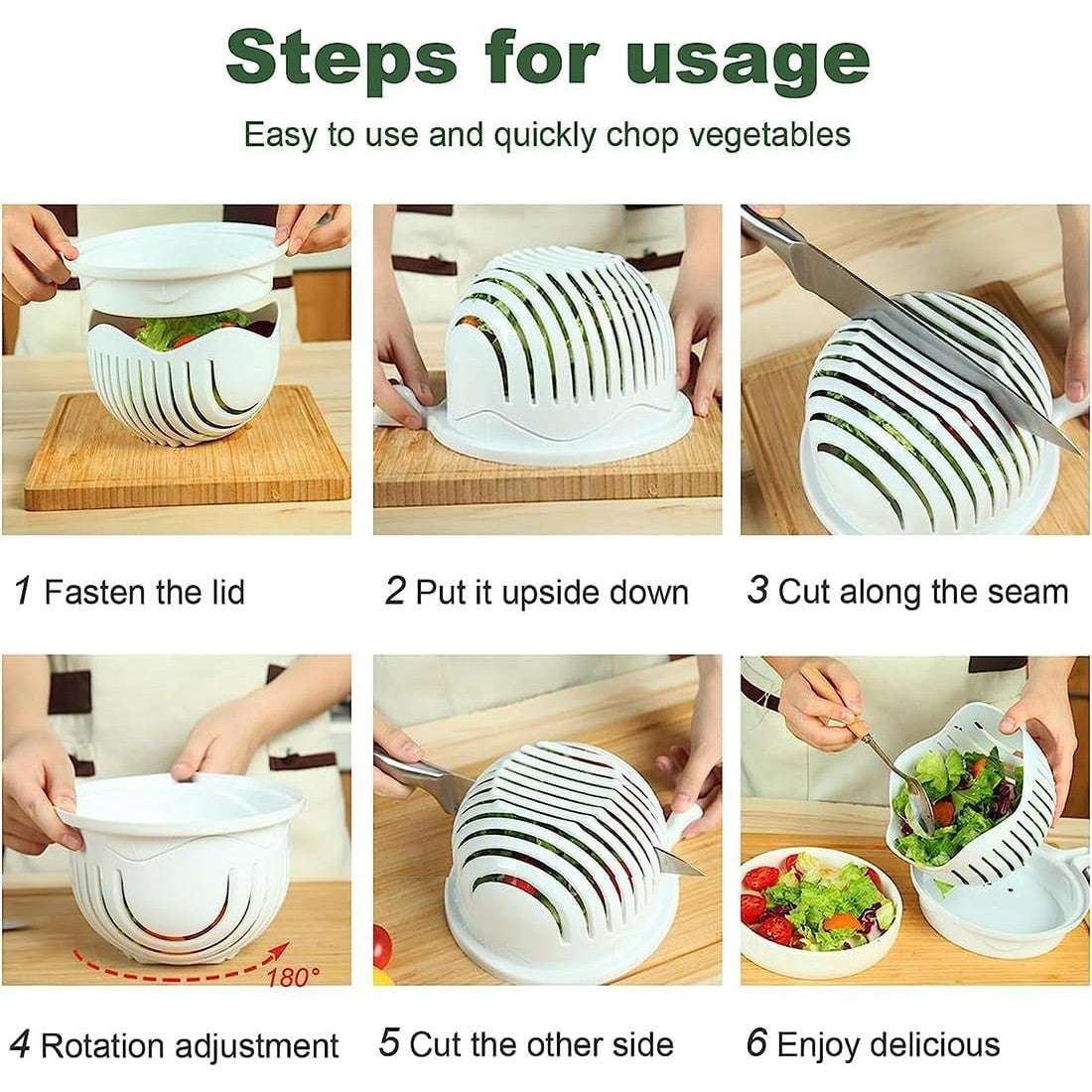 Bol Feliator pentru Salata, Flippy, Castron Multifunctional pentru Legume si Fructe, pentru Spalat si Taiat Legumele,
