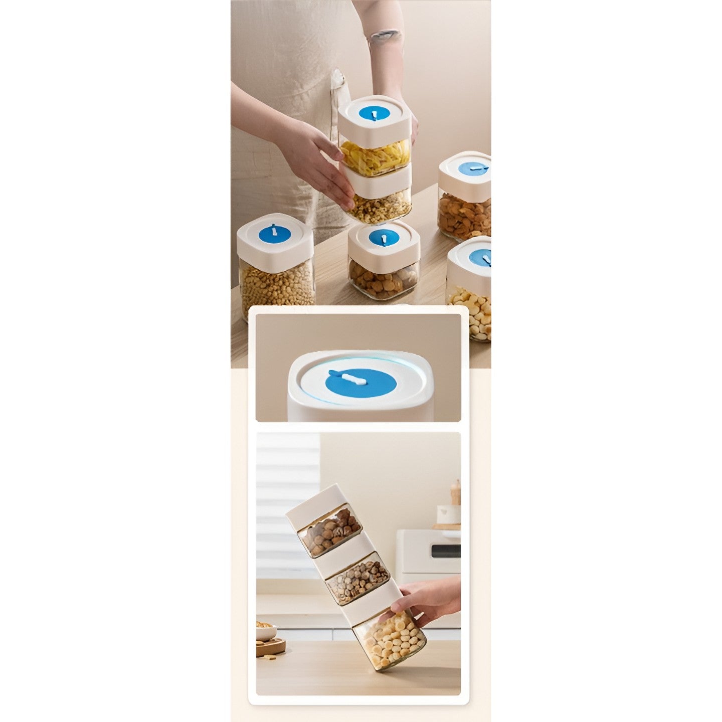 Borcan din Sticla de Inalta Calitate, Flippy, Capac Ermetic, Uz Casnic, Depozitarea Condimentelor sau a Alimentelor