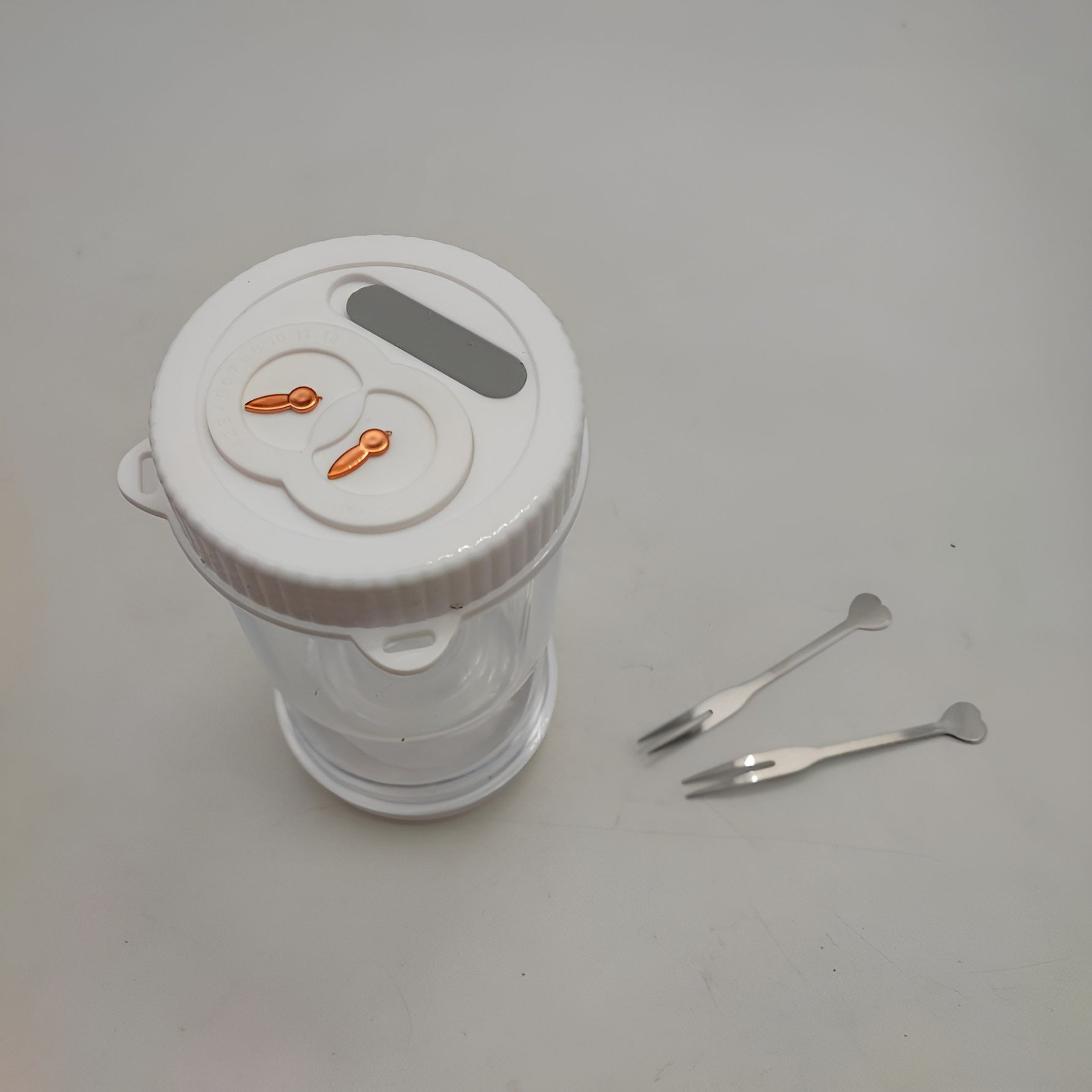 Borcan pentru Muraturi, Flippy, cu Separator pentru Lichide, Ermetic, Termorezistent, Tip Clepsidra, 2 Furculite