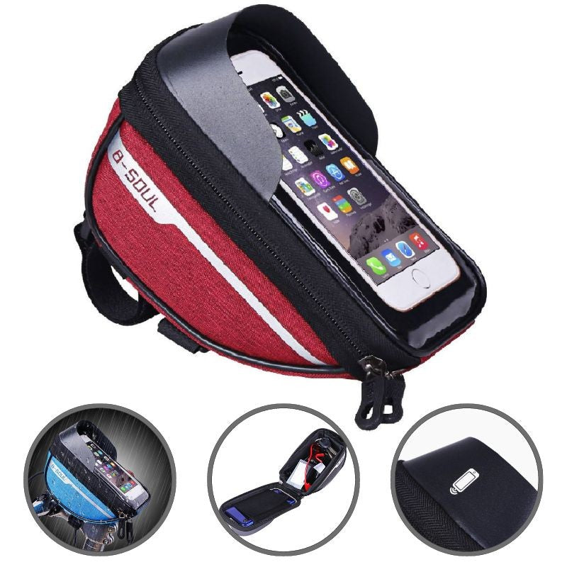 Borseta bicicleta impermeabila cu husa pentru telefon Flippy, montare pe ghidon, compatibila cu telefoane de pana la 16