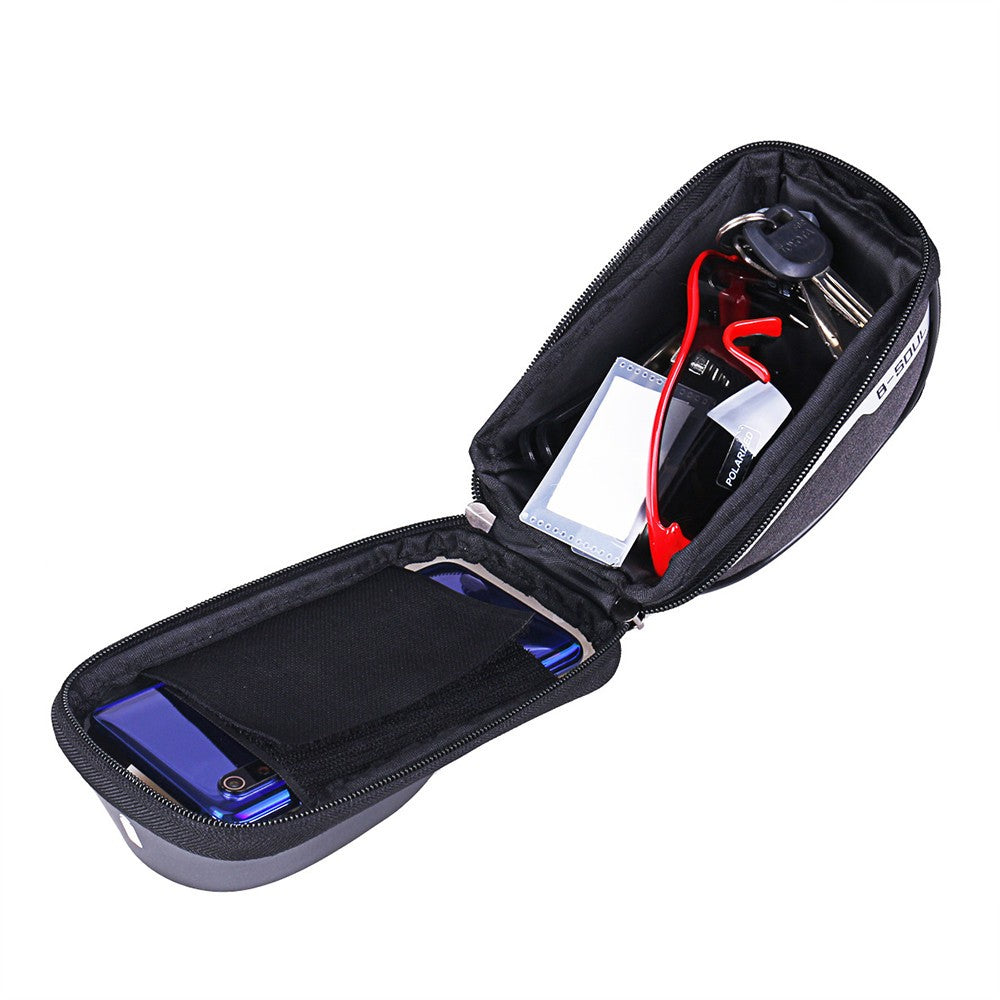 Borseta bicicleta impermeabila cu husa pentru telefon Flippy, montare pe ghidon, compatibila cu telefoane de pana la 16