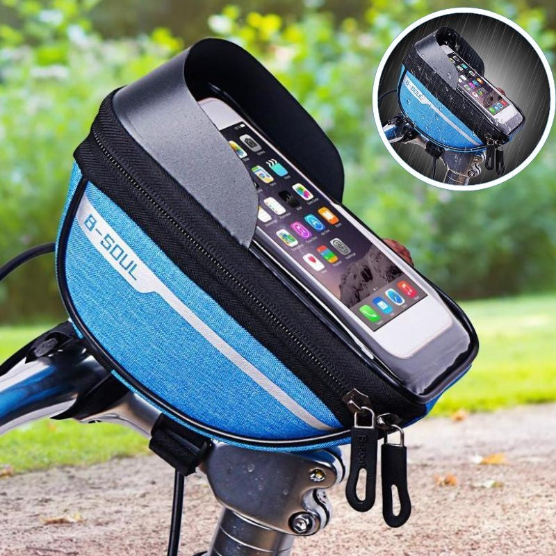 Borseta bicicleta impermeabila cu husa pentru telefon Flippy, montare pe ghidon, compatibila cu telefoane de pana la 16
