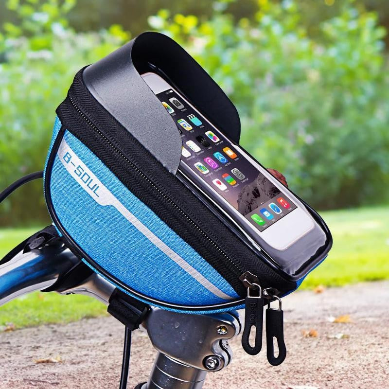 Borseta bicicleta impermeabila cu husa pentru telefon Flippy, montare pe ghidon, compatibila cu telefoane de pana la 16
