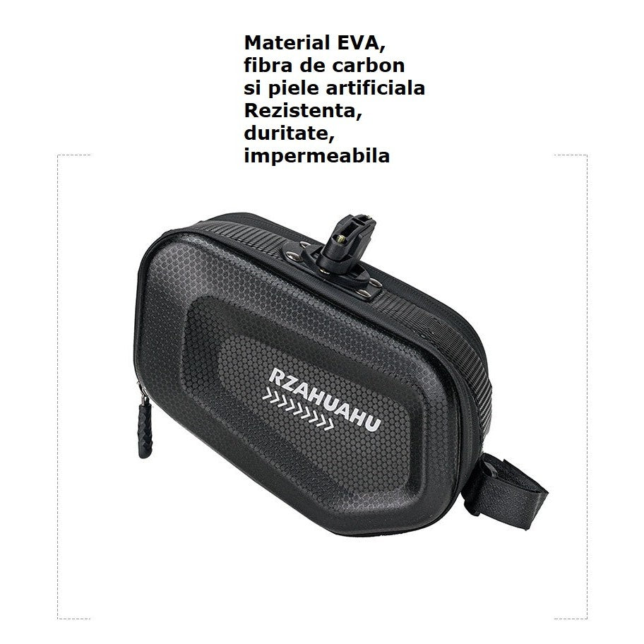 Borseta pentru bicicleta Flippy, Hard Shell, material piele artificiala si carbon, 20x12x11.5 cm, prindere de sa,