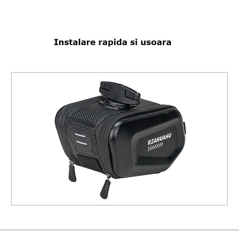 Borseta pentru bicicleta Flippy, Hard Shell, material piele artificiala si carbon, 20x12x11.5 cm, prindere de sa,