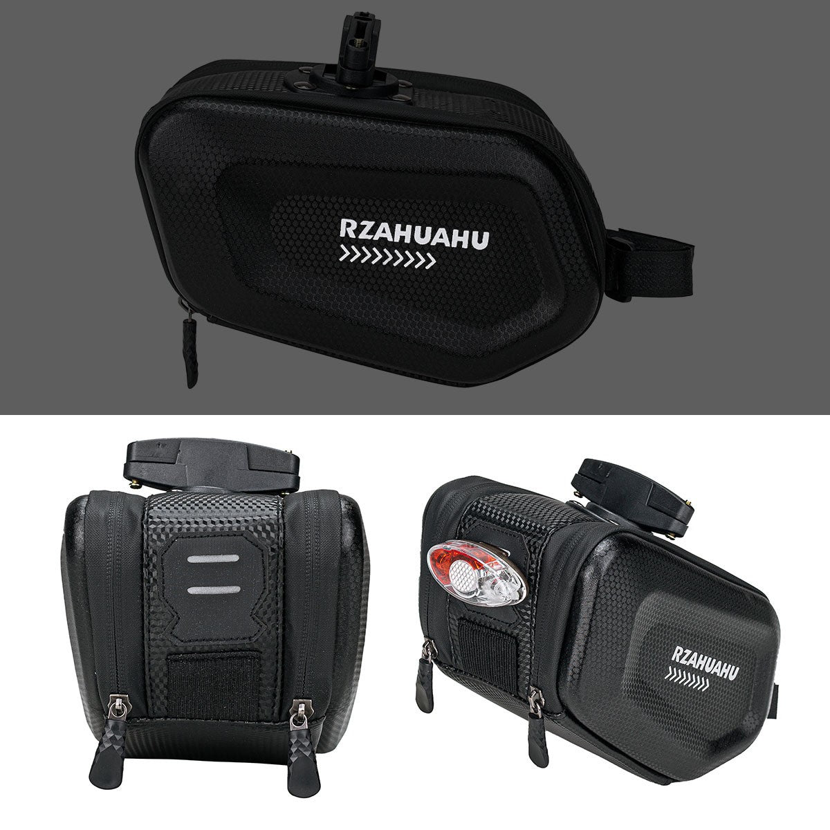 Borseta pentru bicicleta Flippy, Hard Shell, material piele artificiala si carbon, 20x12x11.5 cm, prindere de sa,