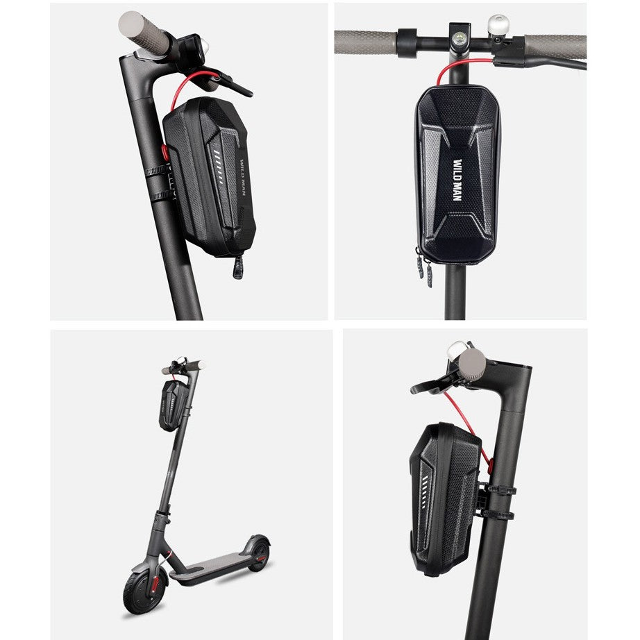 Borseta pentru bicicleta/trotineta Flippy, spatiu de depozitare, antisoc, waterproof, cu fermoar, 3L, material carbon