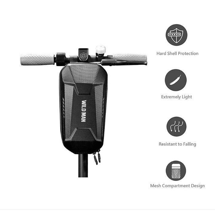 Borseta pentru bicicleta/trotineta Flippy, spatiu de depozitare, antisoc, waterproof, cu fermoar, 3L, material carbon
