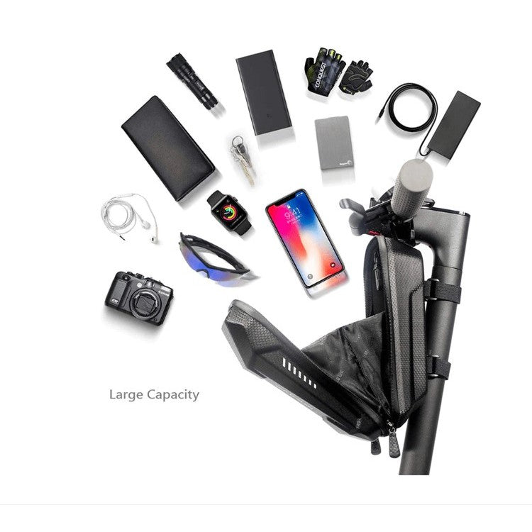 Borseta pentru bicicleta/trotineta Flippy, spatiu de depozitare, antisoc, waterproof, cu fermoar, 3L, material carbon
