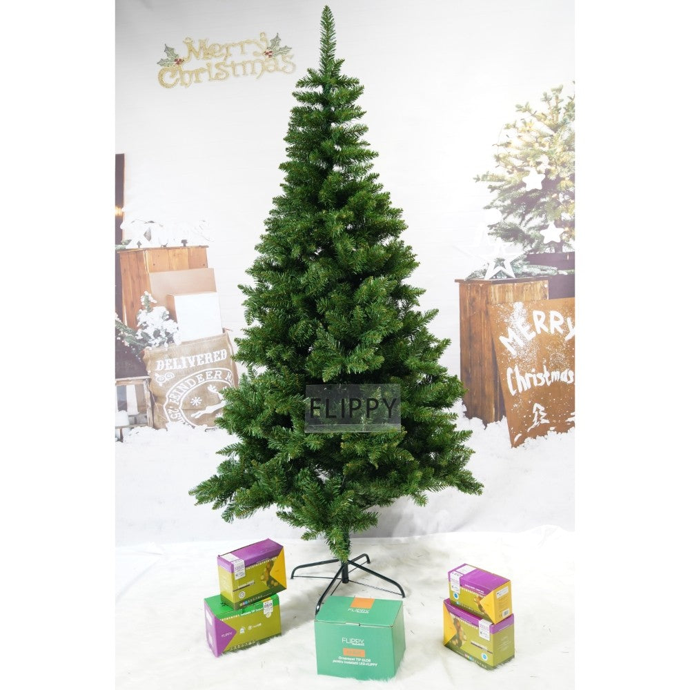 Brad artificial de Craciun, clasic, pentru interior/exterior, inaltime 210 cm, diametru 106 cm, 663 ramuri, Flippy,