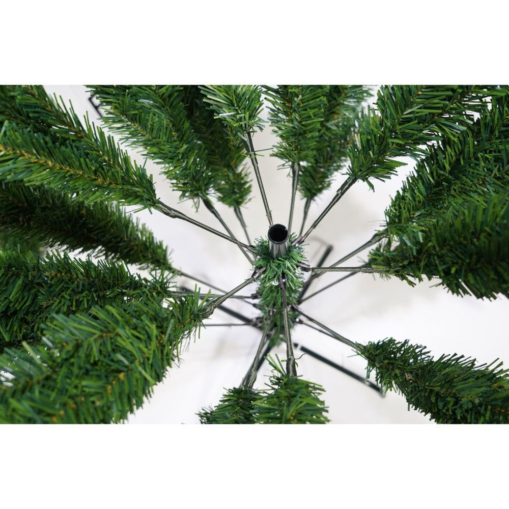 Brad artificial de Craciun, clasic, pentru interior/exterior, inaltime 210 cm, diametru 125 cm, 957 ramuri, Flippy,