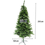 Brad artificial de Craciun, clasic, pentru interior/exterior, inaltime 210 cm, diametru 125 cm, 957 ramuri, Flippy,