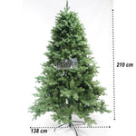 Brad artificial de Craciun, clasic, pentru interior/exterior, inaltime 210 cm, diametru 138 cm, 858 ramuri, Flippy,