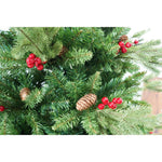 Brad artificial de Craciun, decorat cu conuri pin rosii, inaltime 210 cm, diametru 137 cm, 1172 ramuri, Flippy, verde,
