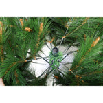 Brad artificial de Craciun, decorat cu conuri pin rosii, pentru interior/exterior, inaltime 210 cm, diametru 142 cm,