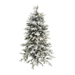 Brad Artificial de Craciun, Flippy, 1.5 m inaltime, Verde, Pulverizat complet alb-tip zapada, Interior/ Exterior,