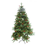 Brad Artificial bogat de Craciun Premium, Flippy, 2.10 m inaltime, suport metalic inclus, Verde, Decorat, Interior/