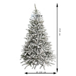 Brad Artificial de Craciun, Flippy, 2.10 m inaltime, Verde, Pulverizat alb-tip zapada, Diametru inferior 130 cm,