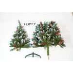 Brad Artificial de Craciun, Flippy, Sectionat pentru Perete/ Colt, 1.50 m inaltime, Verde, Decorat, Diametru Inferior