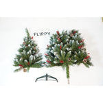 Brad Artificial de Craciun, Flippy, Sectionat pentru Perete/ Colt, 1.50 m inaltime, Verde, Decorat, Diametru Inferior
