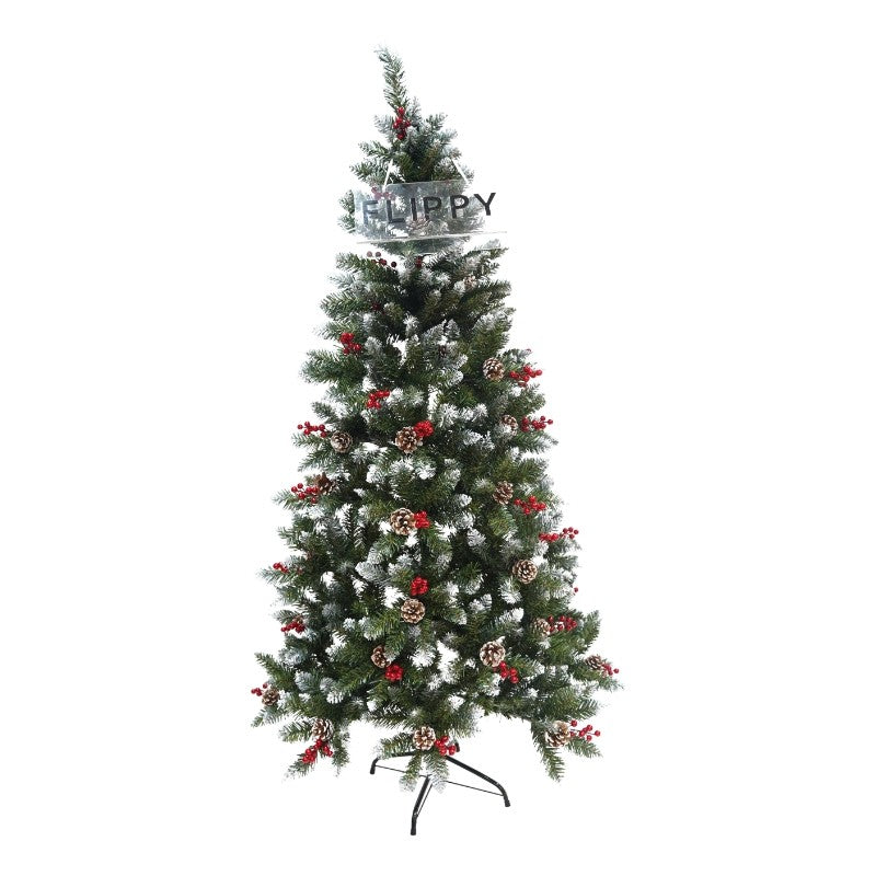 Brad Artificial de Craciun, Flippy, Sectionat pentru Perete/ Colt, 2.10 m inaltime, Verde, Decorat, Diametru Inferior