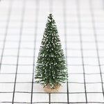 Brad artificial de craciun, ornament pentru masa, pe suport lemn, 20 cm inaltime, Verde inzapezit