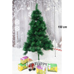 Brad artificial de Craciun tip pin, clasic, pentru interior/exterior, inaltime 150 cm, Flippy, verde, suport metalic