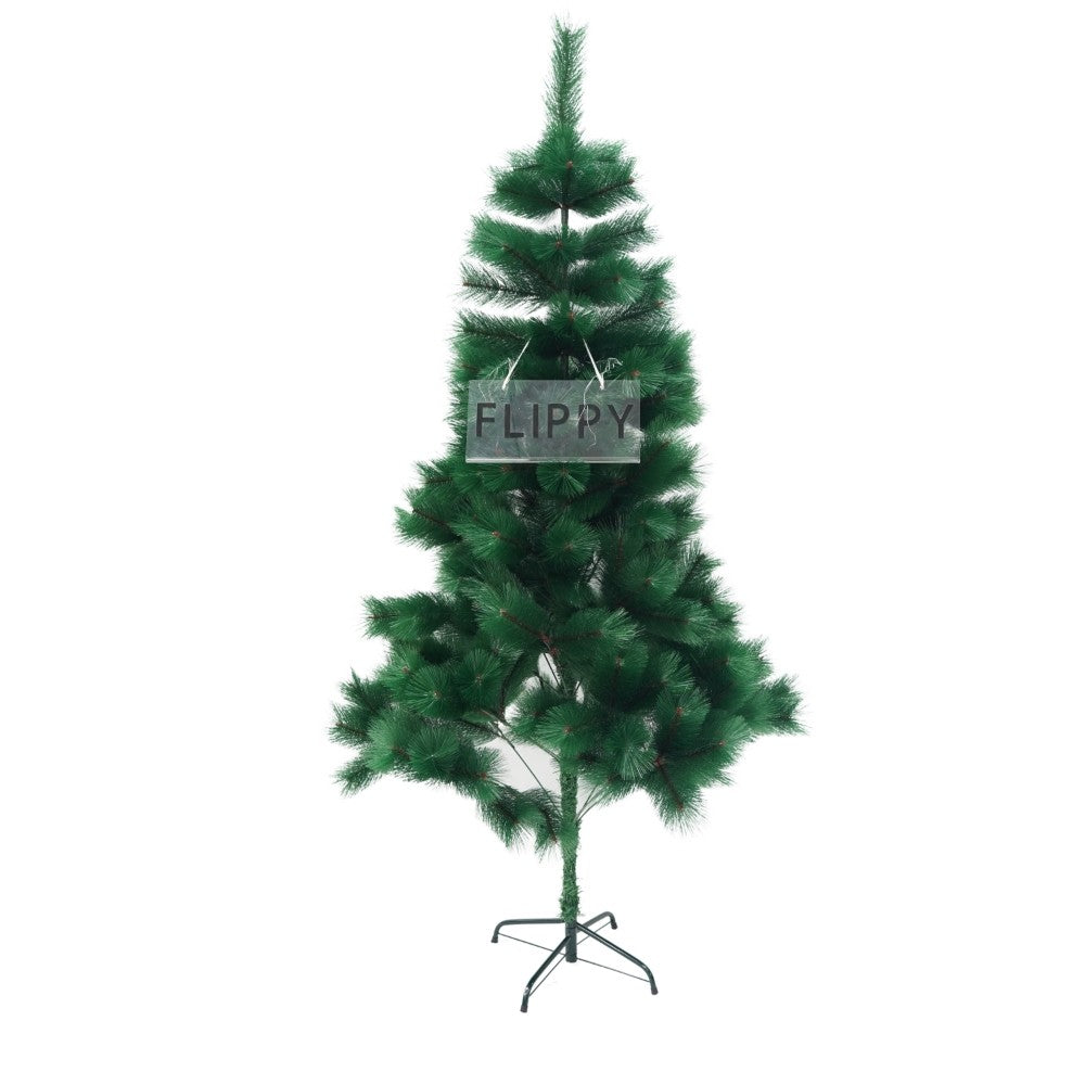Brad artificial de Craciun tip pin, clasic, pentru interior/exterior, inaltime 180 cm, Flippy, verde, suport metalic