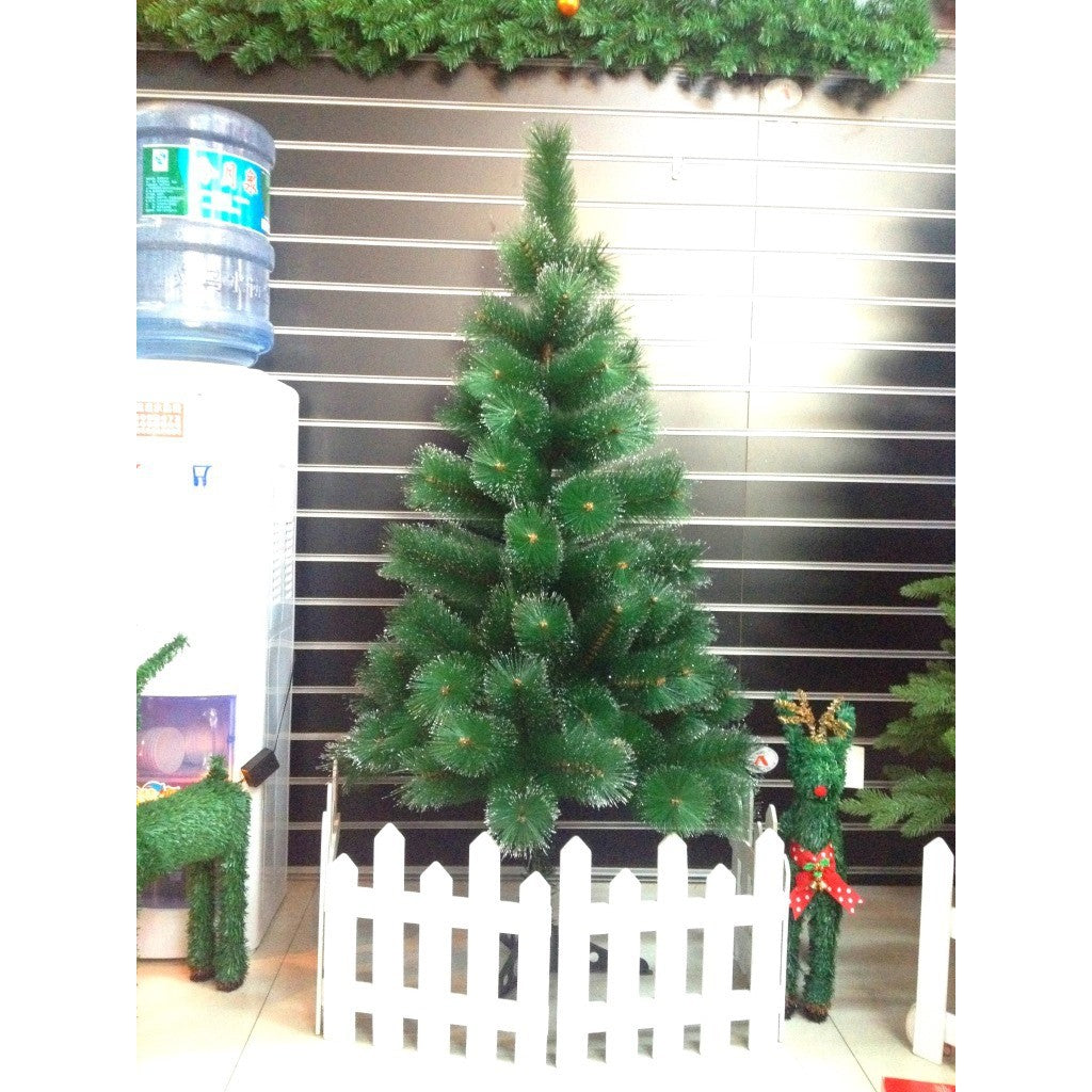 Brad artificial de Craciun tip pin, clasic, pentru interior/exterior, inaltime 90 cm, Flippy, verde, suport de plastic