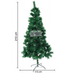Brad artificial de Craciun tip pin, inaltime 210 cm, diametru 115 cm, 350 ramuri cu ace 3D 12 cm, Flippy, verde, suport