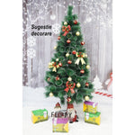 Brad artificial de Craciun tip pin nins, pentru interior/exterior, inaltime 120 cm, Flippy, verde, suport metalic inclus