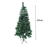 Brad artificial de Craciun tip pin nins, pentru interior/exterior, inaltime 210 cm, Flippy, verde, suport metalic inclus