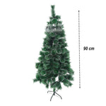 Brad artificial de Craciun tip pin nins, pentru interior/exterior, inaltime 90 cm, Flippy, verde, suport pastic inclus