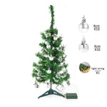 Brad Artificial Impodobit, 60 cm, suport plastic cu instalatie luminoasa 20 LED alb cald + 20 globuri argintii incluse,