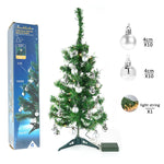 Brad Artificial Impodobit, 60 cm, suport plastic cu instalatie luminoasa 20 LED alb cald + 20 globuri argintii incluse,