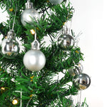 Brad Artificial Impodobit, 60 cm, suport plastic cu instalatie luminoasa 20 LED alb cald + 20 globuri argintii incluse,
