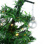Brad Artificial Impodobit, 60 cm, suport plastic cu instalatie luminoasa 20 LED alb cald + 20 globuri argintii incluse,