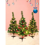 Brad Artificial Impodobit, 60 cm, suport plastic, cu instalatie luminoasa 20 LED alb cald + 20 globuri aurii incluse,
