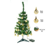 Brad Artificial Impodobit, 60 cm, suport plastic, cu instalatie luminoasa 20 LED alb cald + 20 globuri aurii incluse,