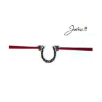 Martisor tip Bratara cu Pandantiv Metalic, Jolie, Snur Textil Rosu, Model Potcoava Puncte, Dimensiune Reglabila, Nod